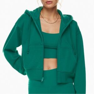 Aritzia Green cropped zip up